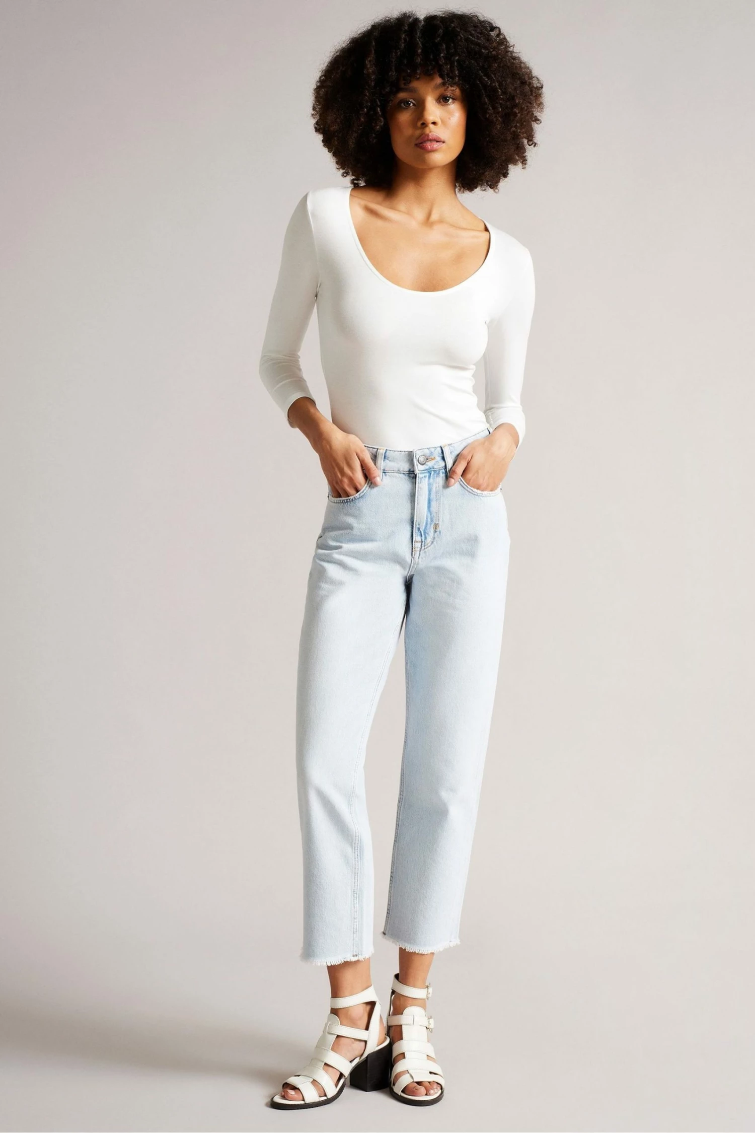 Ted Baker Carsha White Fitted Scoop Neck Top 5 Ted Baker Carsha White Fitted Scoop Neck Top - Image 3