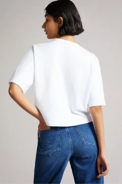 Ted Baker Zsarah White Flower Cropped T-Shirt -TED BAKER Sales Store unnamed file 2117