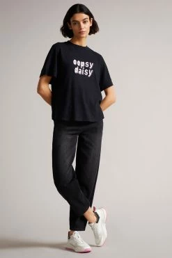 Ted Baker Black Emelita Oopsy Daisy Tee