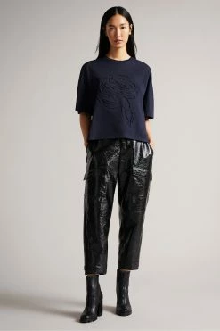 Ted Baker Blue Sandyz Dk Debossed Flower T-Shirt -TED BAKER Sales Store unnamed file 2150