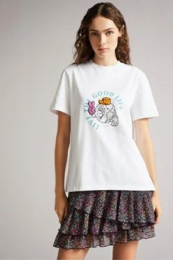 Ted Baker White Dainno Good Life Graphic T-Shirt -TED BAKER Sales Store unnamed file 2185