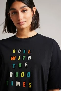 Ted Baker Laurenx Black Roll With The Good Times Graphic T-Shirt -TED BAKER Sales Store unnamed file 2209