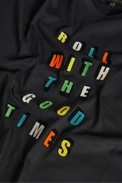 Ted Baker Laurenx Black Roll With The Good Times Graphic T-Shirt -TED BAKER Sales Store unnamed file 2210