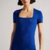 Ted Baker Gerbela Blue Square Neck Short Sleeve Top 2 Ted Baker Gerbela Blue Square Neck Short Sleeve Top -TED BAKER Sales Store unnamed file 2242