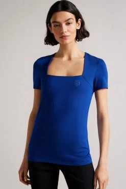 Ted Baker Gerbela Blue Square Neck Short Sleeve Top -TED BAKER Sales Store unnamed file 2247