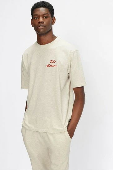 Ted Baker Natural Champa Short Sleeve Oversized Branded T-Shirt 8 Ted Baker Natural Champa Short Sleeve Oversized Branded T-Shirt - Image 6