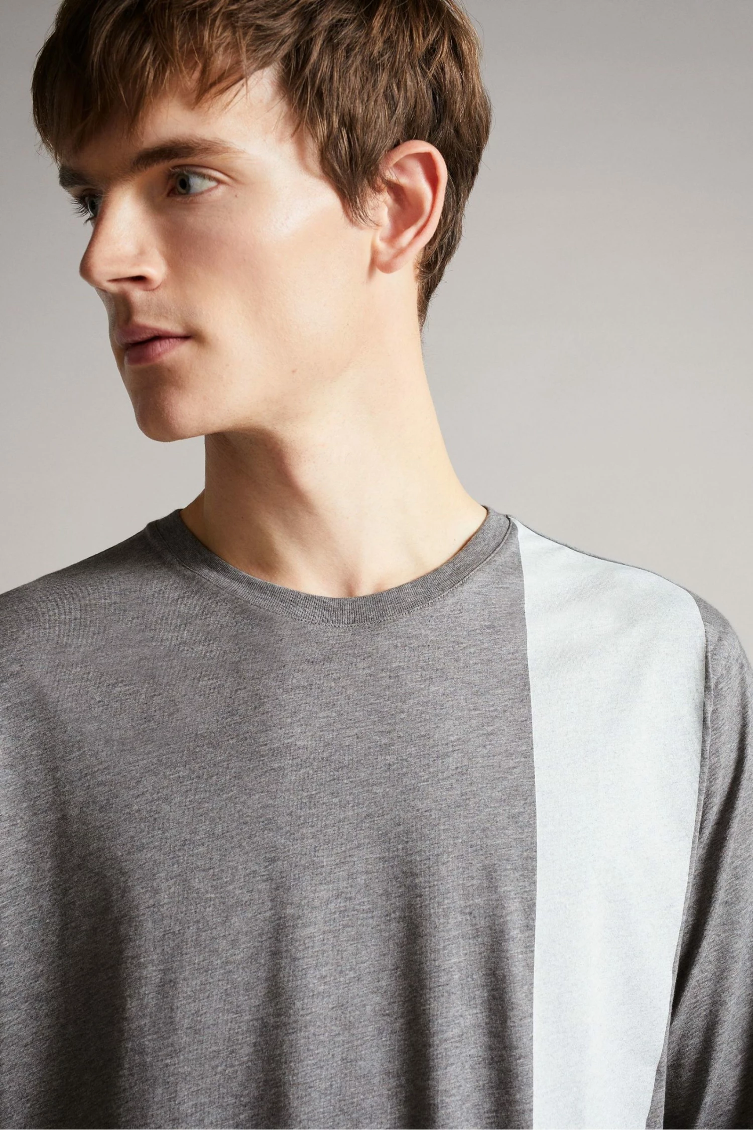 Ted Baker Grey Marl Yapton Long Sleeve 'T' Print T-Shirt 5 Ted Baker Grey Marl Yapton Long Sleeve 'T' Print T-Shirt - Image 3