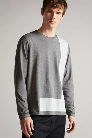 Ted Baker Grey Marl Yapton Long Sleeve 'T' Print T-Shirt 7 Ted Baker Grey Marl Yapton Long Sleeve 'T' Print T-Shirt - Image 5