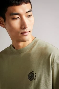 Ted Baker Green Turvill Short Sleeve Heavyweight Relaxed Fit Graphic T-Shirt -TED BAKER Sales Store unnamed file 2291