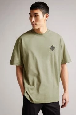 Ted Baker Green Turvill Short Sleeve Heavyweight Relaxed Fit Graphic T-Shirt -TED BAKER Sales Store unnamed file 2295