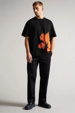 Ted Baker Polpero Black Short Sleeve Heavyweight Relaxed Fit Graphic T-Shirt -TED BAKER Sales Store unnamed file 2298