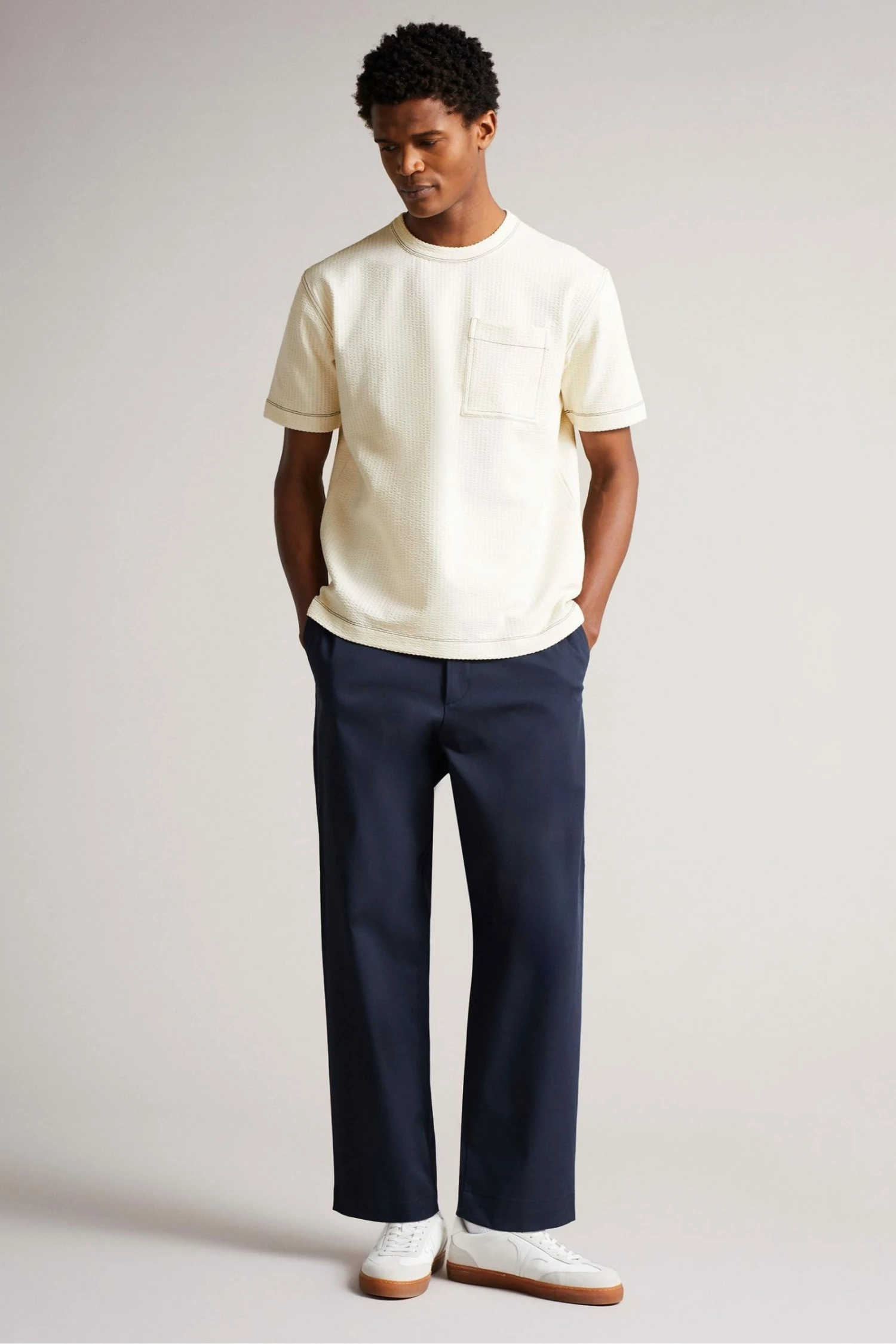 Ted Baker Artizan Ecru Cream Short Sleeve Textured T-Shirt 4 Ted Baker Artizan Ecru Cream Short Sleeve Textured T-Shirt - Image 2