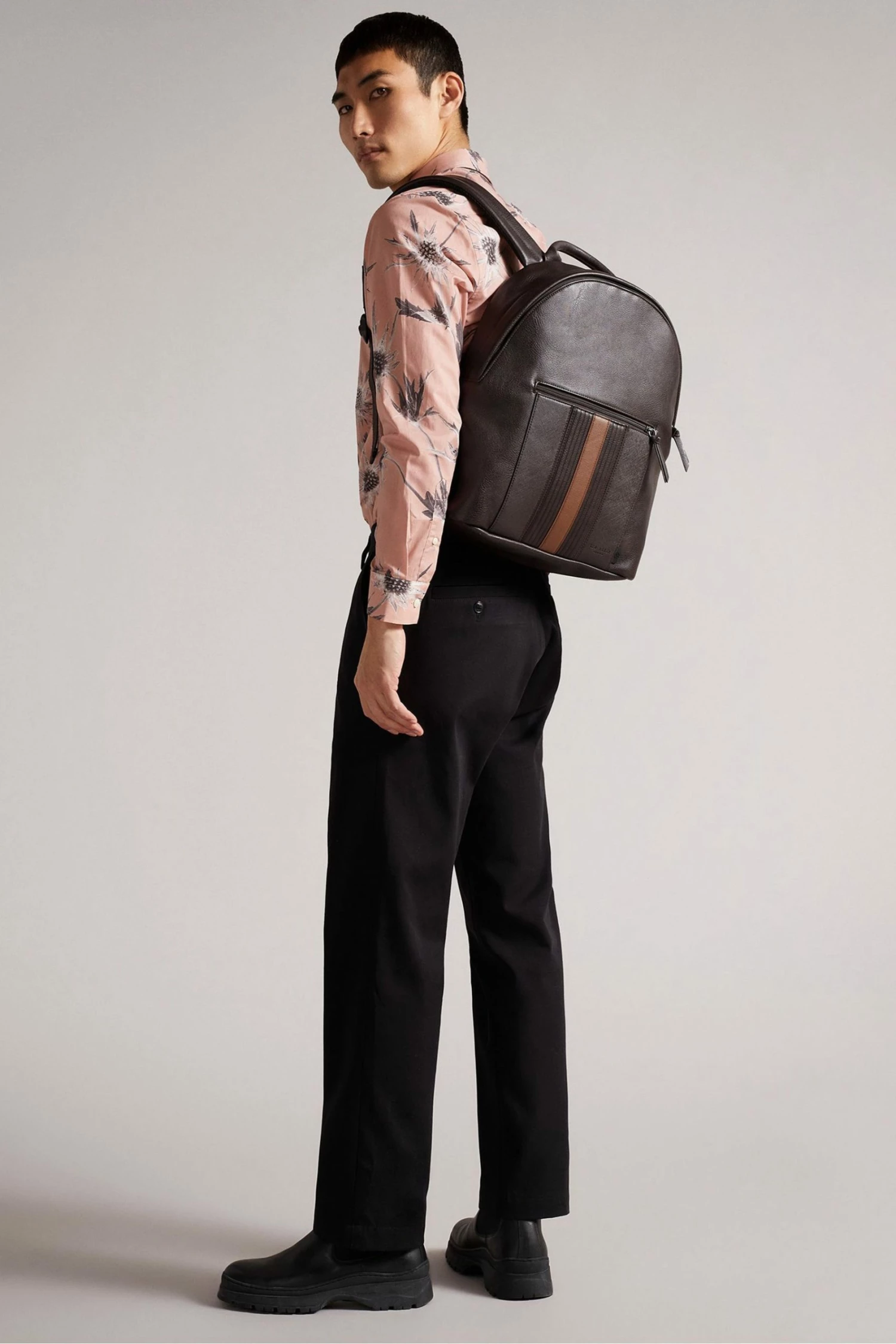Ted Baker Brn-Choc Esentle Striped Pu Backpack 7 Ted Baker Brn-Choc Esentle Striped Pu Backpack - Image 5