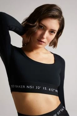 Ted Baker Acamarr Black Long Sleeve Skinny Scoop Neck Top -TED BAKER Sales Store unnamed file 2426