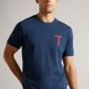 Ted Baker Navy Blue Tedford Short Sleeve Varsity 'T' T-Shirt -TED BAKER Sales Store unnamed file 2439