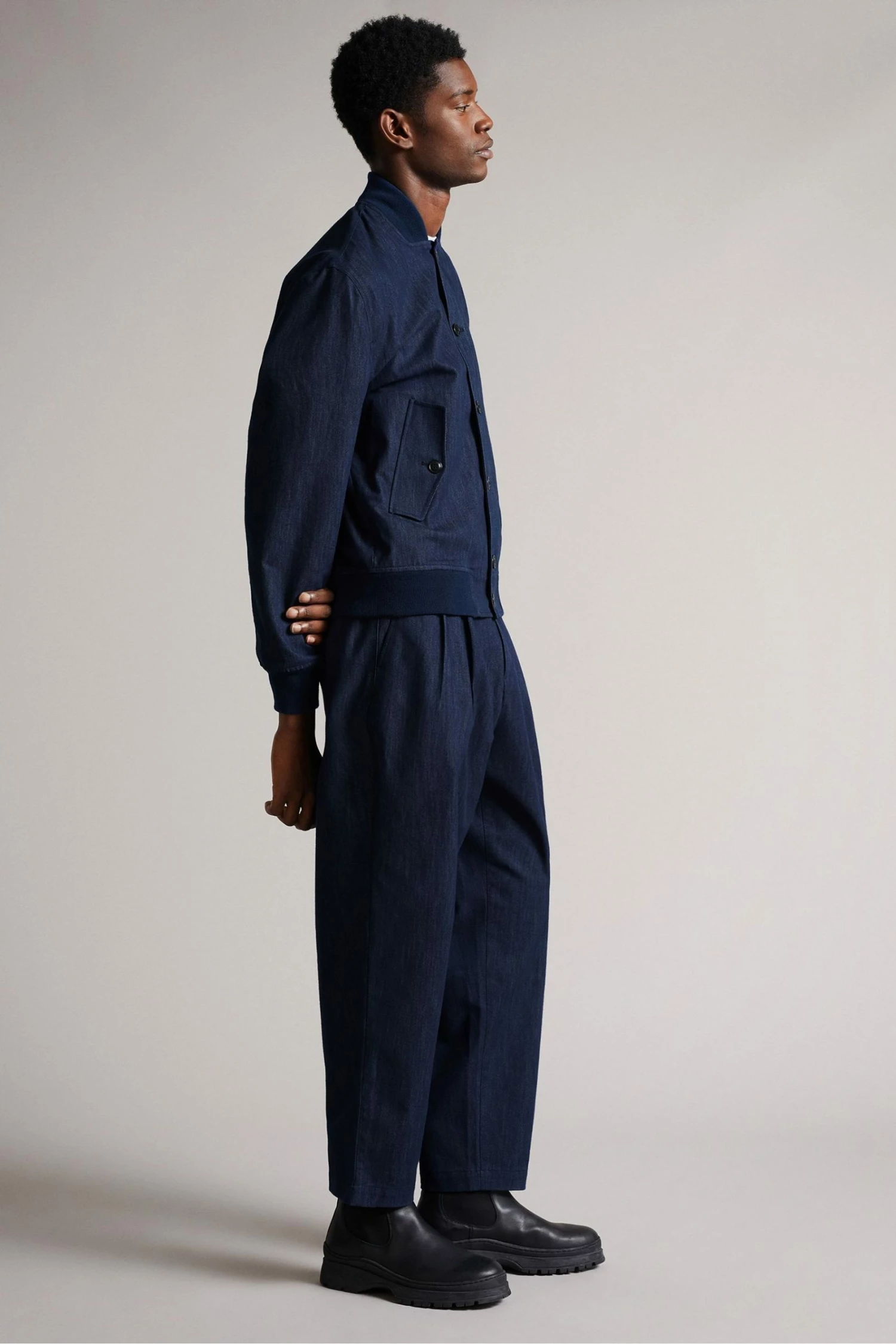 Ted Baker Conham Blue Denim Look Bomber Jacket 5 Ted Baker Conham Blue Denim Look Bomber Jacket - Image 3