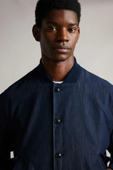 Ted Baker Conham Blue Denim Look Bomber Jacket 7 Ted Baker Conham Blue Denim Look Bomber Jacket - Image 5
