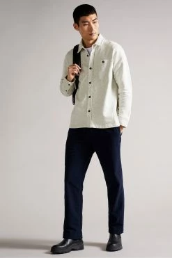 Ted Baker Ecru Bromlee Long Sleeve Heavyweight Jersey Overshirt -TED BAKER Sales Store unnamed file 2565