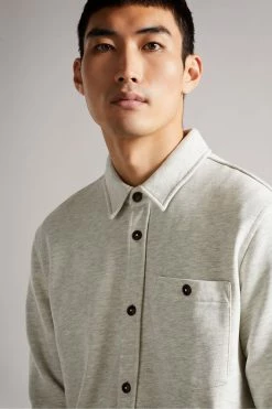 Ted Baker Ecru Bromlee Long Sleeve Heavyweight Jersey Overshirt -TED BAKER Sales Store unnamed file 2566