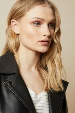 Ted Baker Black Janeal Leather Biker Jacket -TED BAKER Sales Store unnamed file 2578