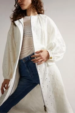Ted Baker Xandie White Collarless Ottoman Broderie Mac Jacket -TED BAKER Sales Store unnamed file 2606