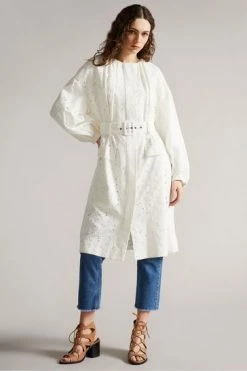 Ted Baker Xandie White Collarless Ottoman Broderie Mac Jacket -TED BAKER Sales Store unnamed file 2608