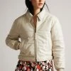 Ted Baker Cream Glorie Cropped Padded Leather Bomber Jacket -TED BAKER Sales Store unnamed file 2641
