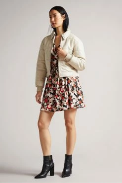 Ted Baker Cream Glorie Cropped Padded Leather Bomber Jacket -TED BAKER Sales Store unnamed file 2643