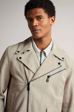 Ted Baker Grey Lowca Suede Biker Jacket -TED BAKER Sales Store unnamed file 2650