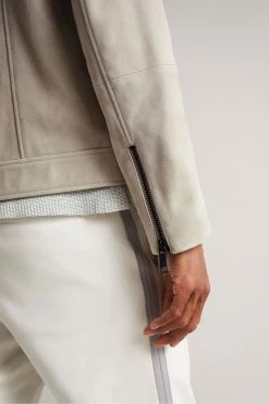 Ted Baker Grey Lowca Suede Biker Jacket -TED BAKER Sales Store unnamed file 2651