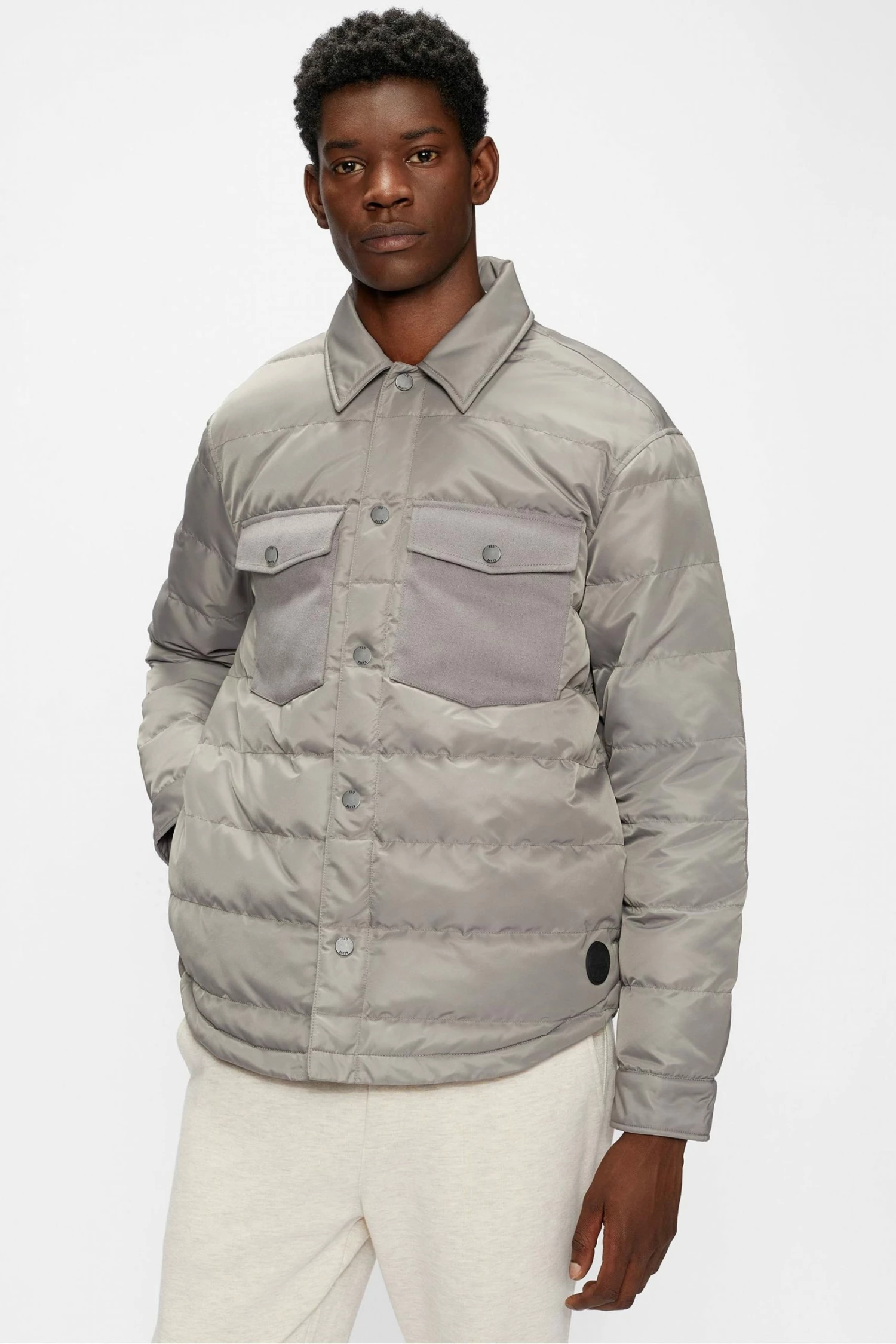 Ted Baker Mens Grey Velosty Quilted Overshirt 4 Ted Baker Mens Grey Velosty Quilted Overshirt - Image 2