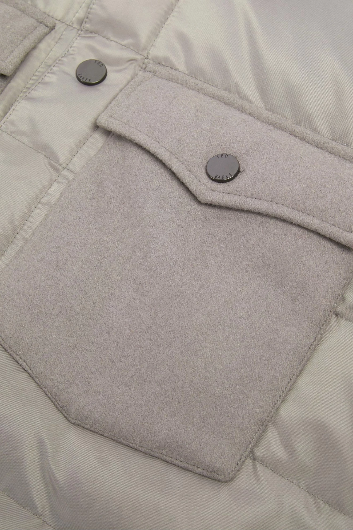 Ted Baker Mens Grey Velosty Quilted Overshirt 7 Ted Baker Mens Grey Velosty Quilted Overshirt - Image 5