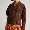 Ted Baker Oversized Tiffniy Dk-Brown Suede Biker Jacket -TED BAKER Sales Store unnamed file 2693