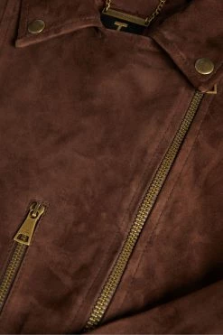 Ted Baker Oversized Tiffniy Dk-Brown Suede Biker Jacket -TED BAKER Sales Store unnamed file 2696