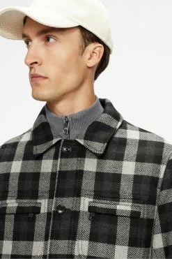 Ted Baker Grey Incline Checked Wool Wadded Overshirt -TED BAKER Sales Store unnamed file 2707