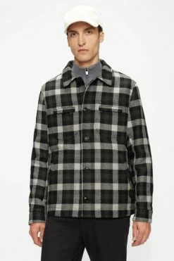 Ted Baker Grey Incline Checked Wool Wadded Overshirt -TED BAKER Sales Store unnamed file 2709