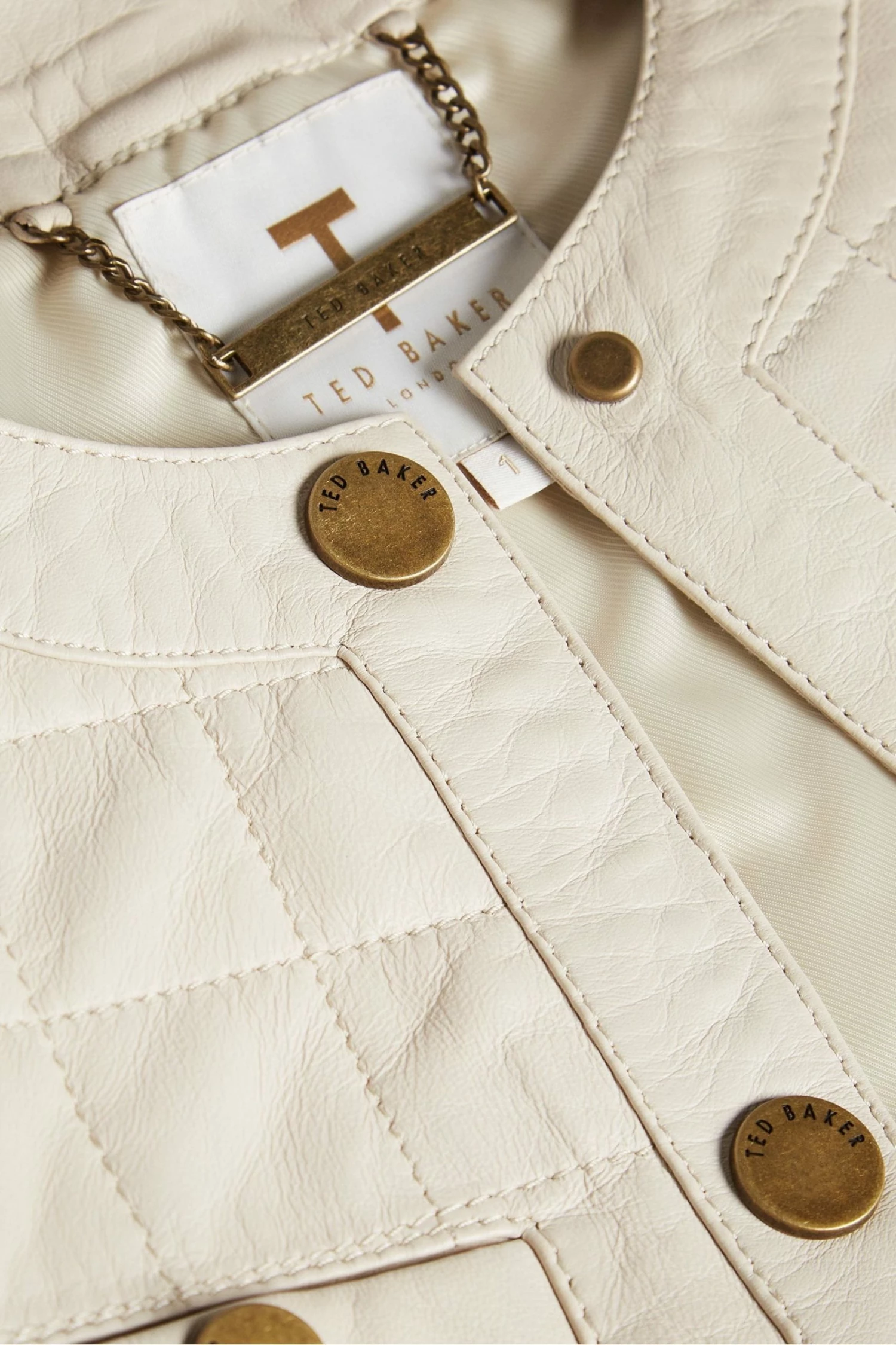 Ted Baker Cream Jozlyn Ivory Cropped Quilted Leather Jacket 5 Ted Baker Cream Jozlyn Ivory Cropped Quilted Leather Jacket - Image 3