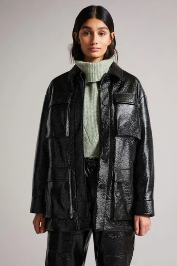 Ted Baker Black Foziey Textured Vinyl Field Jacket 7 Ted Baker Black Foziey Textured Vinyl Field Jacket - Image 5