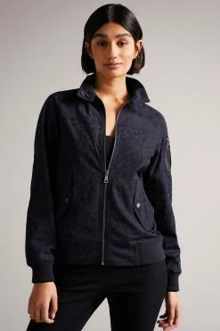 Ted Baker Navy Blue Larsine Coated Lace Jacket