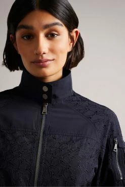 Ted Baker Navy Blue Larsine Coated Lace Jacket -TED BAKER Sales Store unnamed file 2797