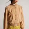 Ted Baker Benia Brown Cropped Suede Deep Rib Bomber Jacket -TED BAKER Sales Store unnamed file 2807