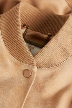 Ted Baker Benia Brown Cropped Suede Deep Rib Bomber Jacket -TED BAKER Sales Store unnamed file 2810