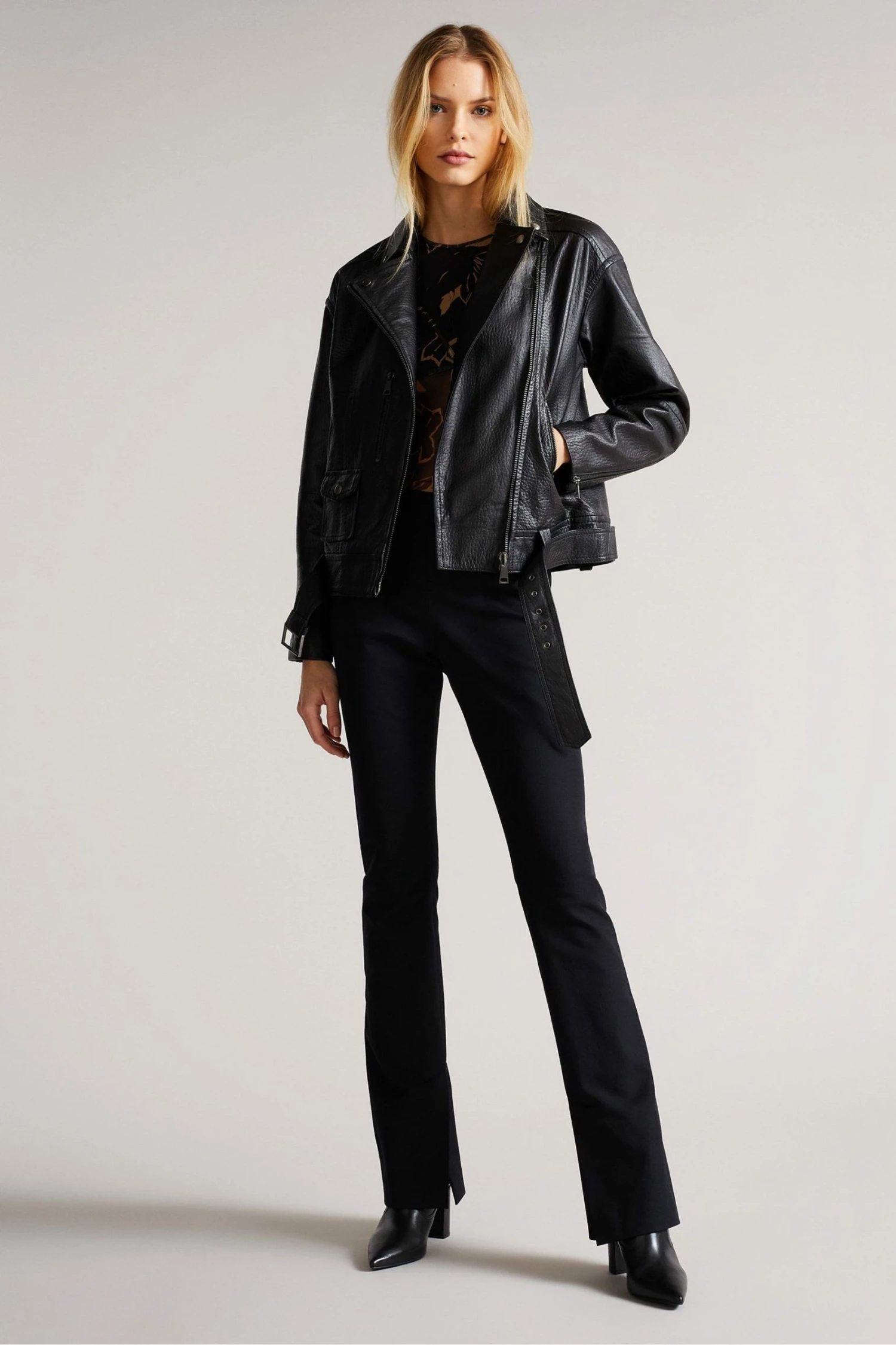Ted Baker Oversized Tiano Black Biker Jacket 4 Ted Baker Oversized Tiano Black Biker Jacket - Image 2