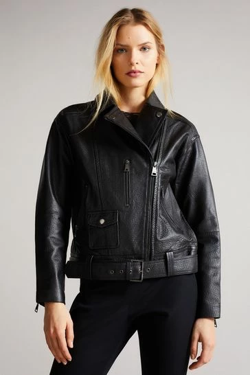 Ted Baker Oversized Tiano Black Biker Jacket 8 Ted Baker Oversized Tiano Black Biker Jacket - Image 6