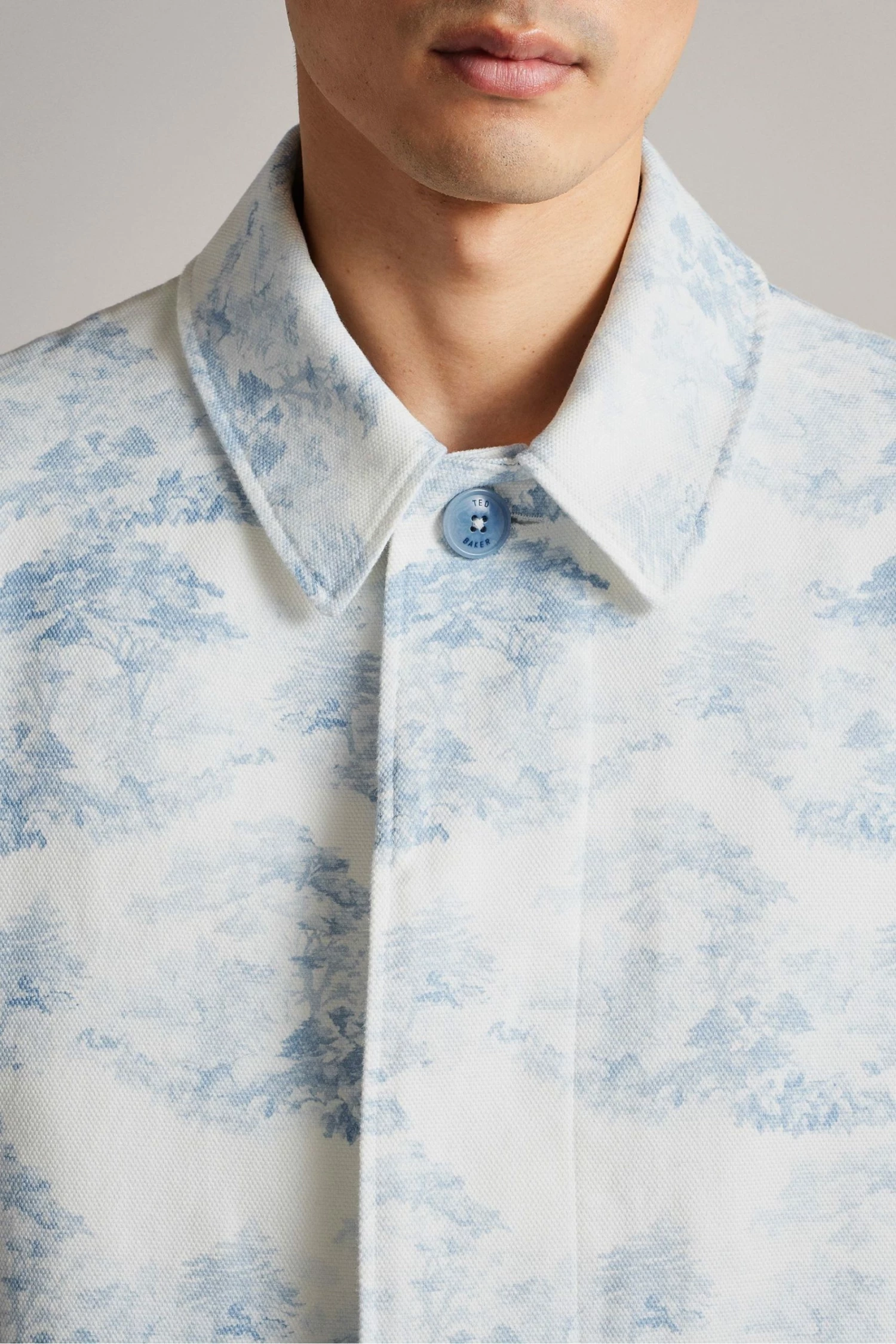 Ted Baker Horden Blue Printed Mac Jacket 4 Ted Baker Horden Blue Printed Mac Jacket - Image 3