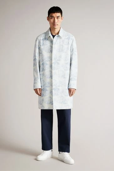 Ted Baker Horden Blue Printed Mac Jacket 6 Ted Baker Horden Blue Printed Mac Jacket - Image 5