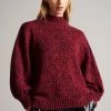 Ted Baker Red Elvinaa Pleat Sleeve Cropped Sweater -TED BAKER Sales Store unnamed file 2861