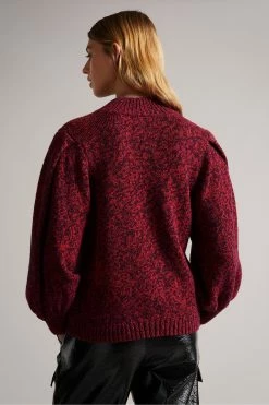 Ted Baker Red Elvinaa Pleat Sleeve Cropped Sweater -TED BAKER Sales Store unnamed file 2862