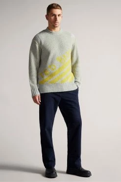 Ted Baker Grey-Marl Windmer Ls Branded Crew Neck Jumper -TED BAKER Sales Store unnamed file 2868