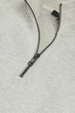 Ted Baker Beechen Grey Marl Long Sleeve Waffle Textured Half Zip Jumper -TED BAKER Sales Store unnamed file 2882